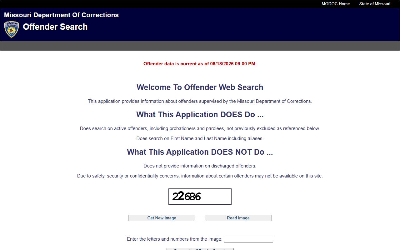 Pulaski County state inmate search through Missouri DOC offender web search